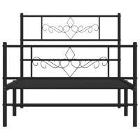 Bedframe met hoofd- en voeteneinde metaal zwart 107x203 cm - thumbnail