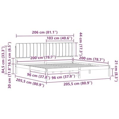 Bedframe met Gevoerd Hoofdgedeelte Lichtgrijs 200 x 200 cm