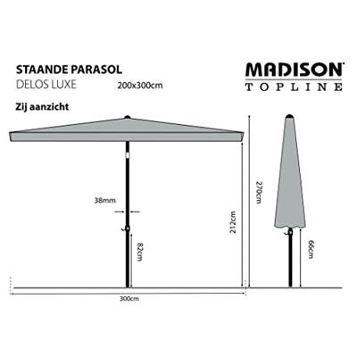 Grote Parasol Delos 300x200 cm Ecru van Madison