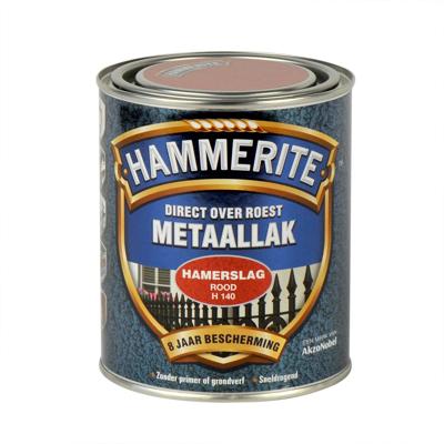 Hammerite Metaallak Hamerslag | Rood | H140 | 250ml - 5093545