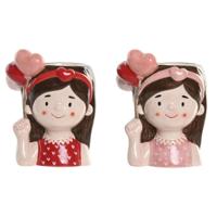 Grondlegger Home ESPRIT Rood Roze Keramisch chica Stads 12 x 9 x 16 cm (2 Stuks) - thumbnail