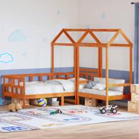 Kinderbedset met huisje massief grenenhout wasbruin 90x200 cm - thumbnail
