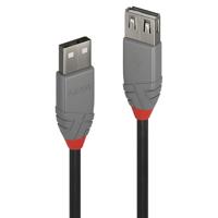 LINDY 36703 USB-kabel USB 2.0 USB-A stekker, USB-A bus 2.00 m Zwart, Grijs - thumbnail