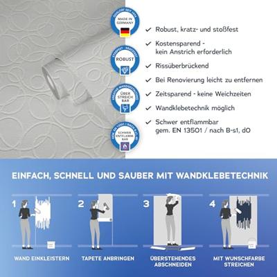 AS Creation MeisterVliesbehang 7 - Overschilderbaar - Stippen / Cirkels - 104519