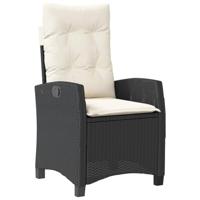 Tuinstoelen 2 st verstelbaar met kussens poly rattan zwart - thumbnail