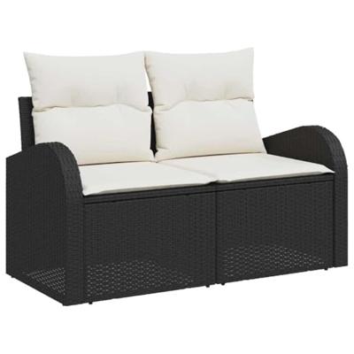 Tuinbankenset met kussen met opslag 8 pcs Zwart poly rattan