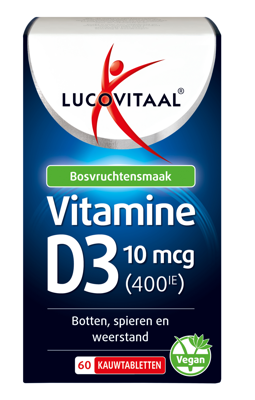 Lucovitaal Vitamine D3 10mcg Kauwtabletten Lucovitaal Vitamine D3 10mcg Kauwtabletten