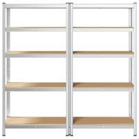 Opbergrekken 5-laags 2 st staal en bewerkt hout zilverkleurig - thumbnail