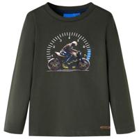 Kindershirt met lange mouwen motorprint 104 kakikleurig - thumbnail