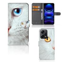 Xiaomi Poco X5 Pro | Note 12 Pro 5G | Telefoonhoesje | Met pasjeshouder | Witte Kat - thumbnail
