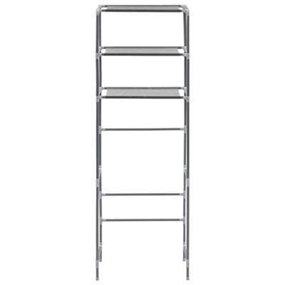 VidaXL Opbergrek voor boven toilet 3-laags 53x28x169 cm zilverkleurig