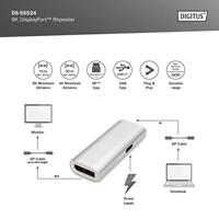 Digitus DS-55524 DisplayPort Adapter [1x DisplayPort bus - 1x DisplayPort bus] Zilver 4K UHD - thumbnail