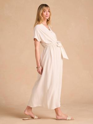 Lange ENVIE DE FRAISE shirtjurk voor zwangerschap en borstvoeding beige