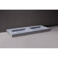 Wastafel Forzalaqua Bellezza Doppio Cloudy Marmer Gezoet 140,5x51,5x9 cm 2 Kraangaten - thumbnail