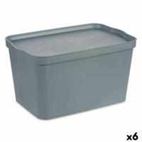 Opbergbak met Deksel Grijs Plastic 24 L 29,3 x 24,5 x 45 cm (6 Stuks) - thumbnail