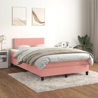Boxspring met matras fluweel roze 120x200 cm - thumbnail