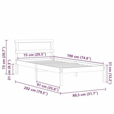 Bedframe Bruin 75 x 190 cm Massief grenenhout Bedframe Bruin 75 x 190 cm Massief grenenhout