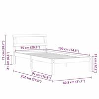 Bedframe met LED -striplichten met hoofdeinde Wit 75 x 190 cm Grenenhout - thumbnail