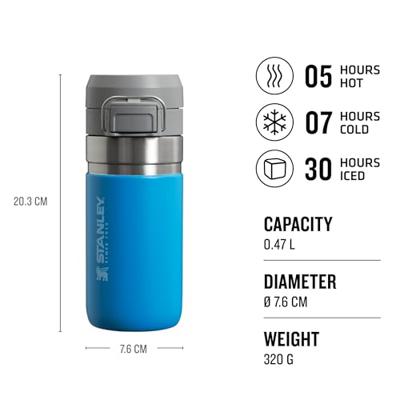 Stanley The Quick-Flip Water Bottle 0.47L / 16oz Thermosfles Azure 470ML