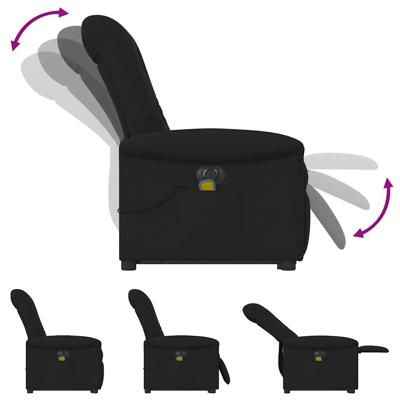 Sta-op-massagestoel elektrisch verstelbaar stof zwart - thumbnail
