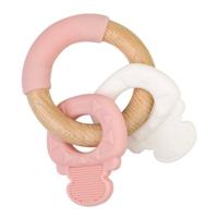 Saro Bijtring Keys 10 Cm Hout Roze - thumbnail
