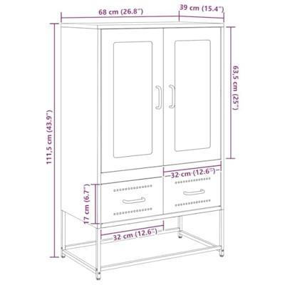 Hoge kast 68x39x111,5 cm staal antracietkleurig Hoge kast 68x39x111,5 cm staal antracietkleurig