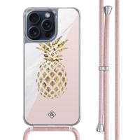 iPhone 15 Pro Max hoesje met rosegoud koord - Ananas - thumbnail