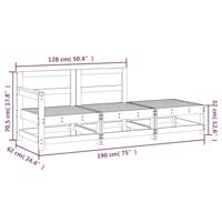 3-delige Loungeset massief grenenhout grijs - thumbnail