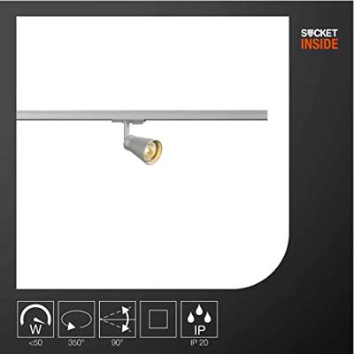 SLV 144204 230V-railsysteem lamp GU10 Zilver-grijs SLV 144204 230V-railsysteem lamp GU10 Zilver-grijs
