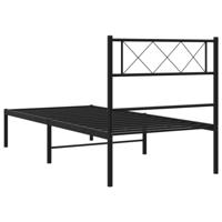Bedframe met hoofdbord metaal zwart 90x190 cm - thumbnail