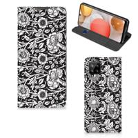 Samsung Galaxy A42 Smart Cover Black Flowers - thumbnail