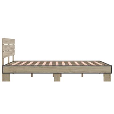 Bedframe bewerkt hout metaal sonoma eikenkleurig 150x200 cm
