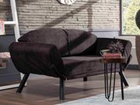 Converteerbare zetel GENNARO 2 plaatsen stof zwart - thumbnail