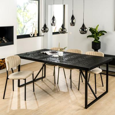 BASE Eettafel 'Kekuta' Teakhout Visgraat, 160 x 90cm, kleur Zwart BASE Eettafel 'Kekuta' Teakhout Visgraat, 160 x 90cm, kleur Zwart