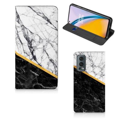 OnePlus Nord 2 5G | Standcase | Marmer Wit Zwart - Origineel Cadeau Man