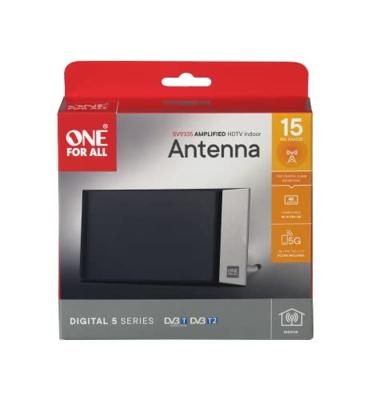 One For All SV 9335-5G Passieve DVB-T/T2 platte antenne Binnen Zwart, Zilver One For All SV 9335-5G Passieve DVB-T/T2 platte antenne Binnen Zwart, Zilver