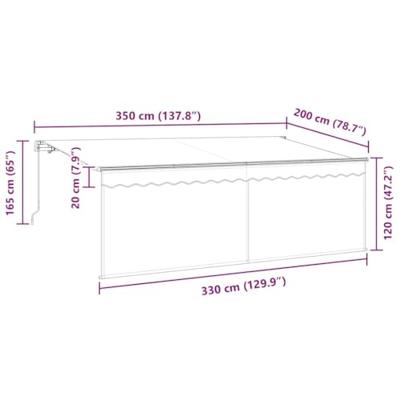 VidaXL Zonnescherm met screen crème 350 x 200 x 120 cm stof en metaal