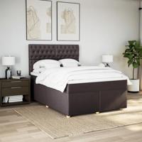 Boxspring met matras stof donkerbruin 160x200 cm - thumbnail