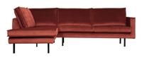 WOOOD Hoekbank 'Rodeo' Links, Velvet, kleur Chestnut - thumbnail