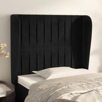Hoofdbord met randen 83x23x118/128 cm fluweel zwart - thumbnail