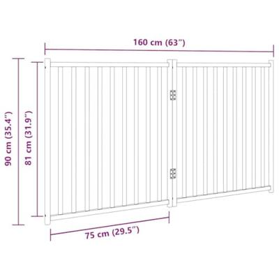 VidaXL Hondenhek inklapbaar 2 panelen 160 cm massief vurenhout zwart