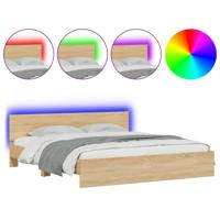 Bedframe met hoofdeinde en LED sonoma eikenkleurig 180x200 cm - thumbnail