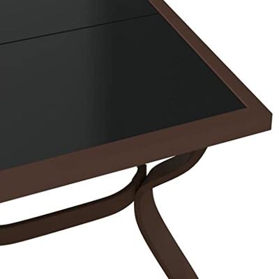 Tuintafel 180x80x70 cm staal en glas bruin en zwart Tuintafel 180x80x70 cm staal en glas bruin en zwart