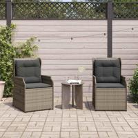 Tuinbank met kussen 2 pcs Grijs Poly riet - thumbnail