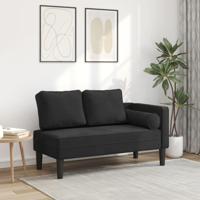 Chaise longue met kussens fluweel zwart - thumbnail