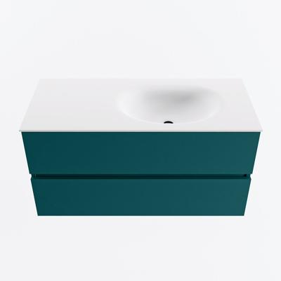 MONDIAZ VICA 100cm badmeubel onderkast Smag 2 lades. Wastafel MOON rechts zonder kraangat, kleur Talc.