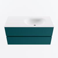 MONDIAZ VICA 100cm badmeubel onderkast Smag 2 lades. Wastafel MOON rechts zonder kraangat, kleur Talc. - thumbnail