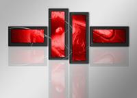 Schilderij - Abstract rood in het kader, 4luik, 195x80cm, wanddecoratie - thumbnail