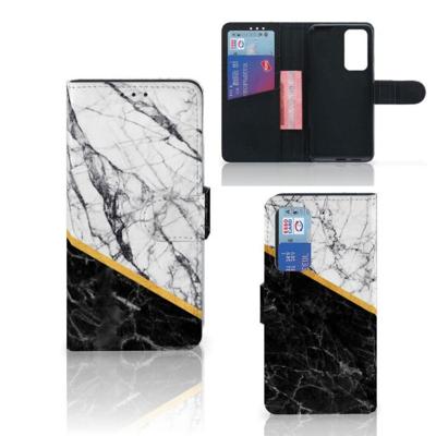 Huawei P40 | Bookcase | Marmer Wit Zwart - Origineel Cadeau Man