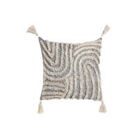 Kussen Home ESPRIT Wit Grijs Kwastjes Boho 45 x 15 x 45 cm - thumbnail